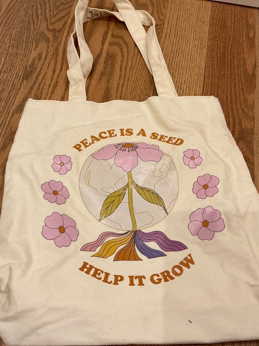 Art Class - Peace is. A Seed Canvas tote